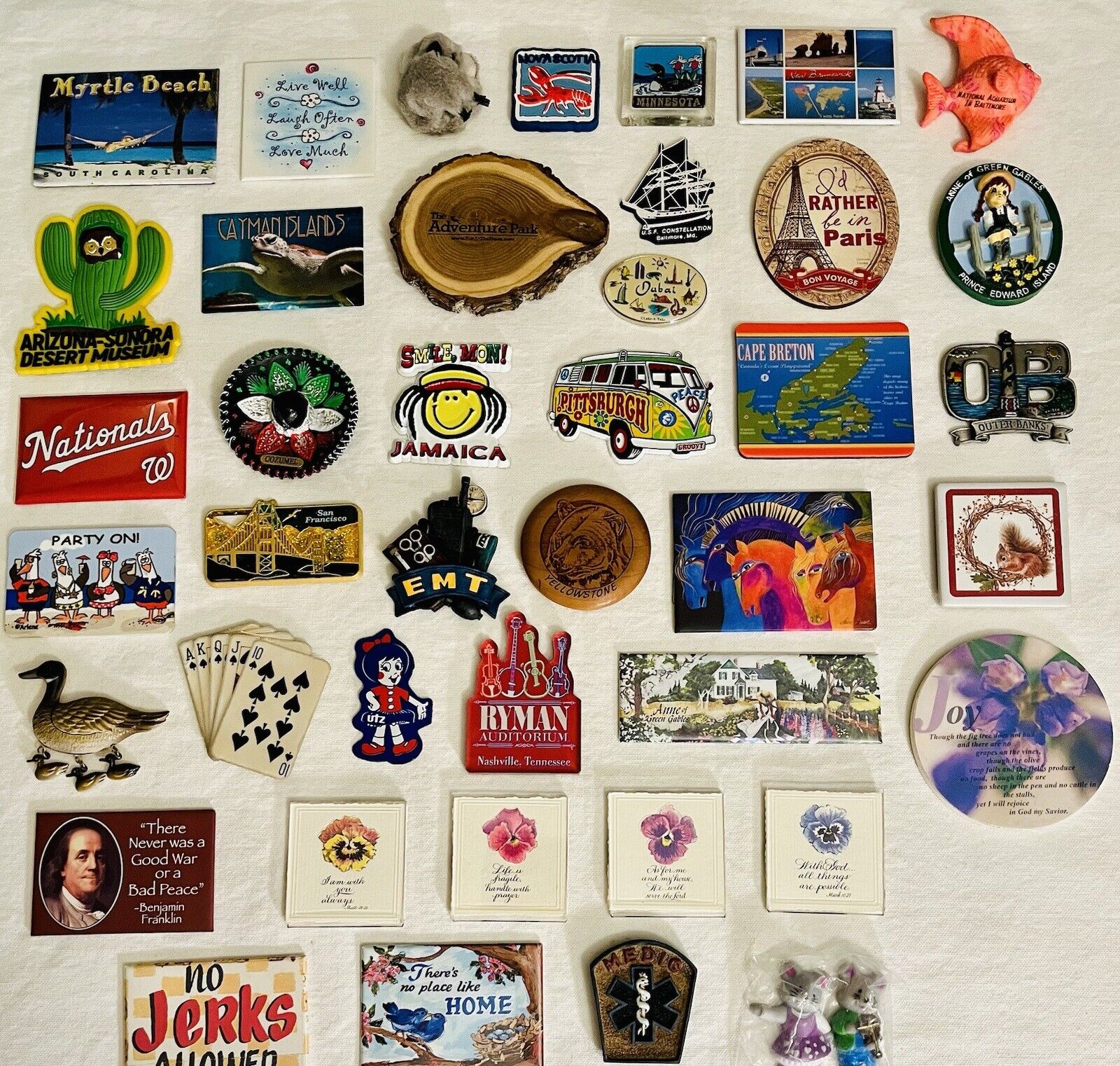 Big Lot of 43 Vtg to Now Refrigerator Magnets Collection Travel Humor Variety