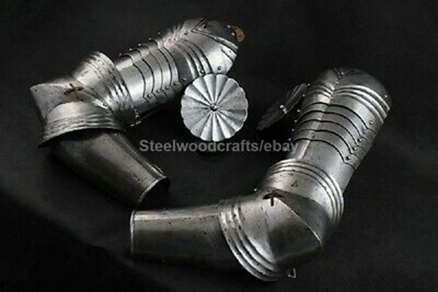Hammered Steel Medieval Pair Of Arms Guard With Bracers & Pauldrons S