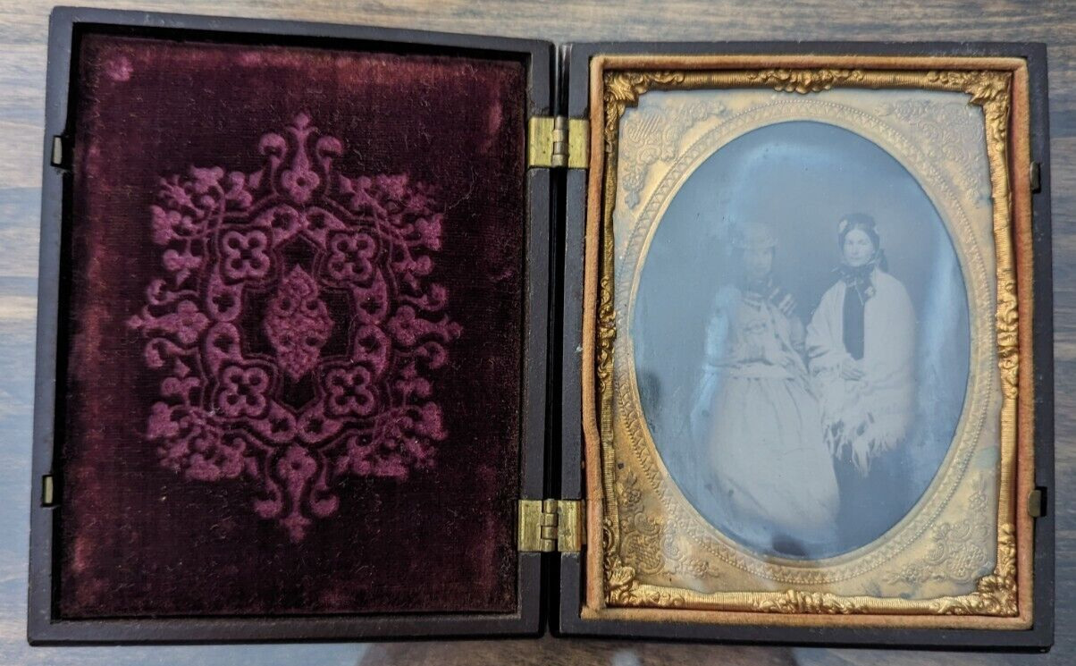 1857 Antique 1/4 Plate Daguerreotype RARE Indian Peace Treaty Thermoplastic Case