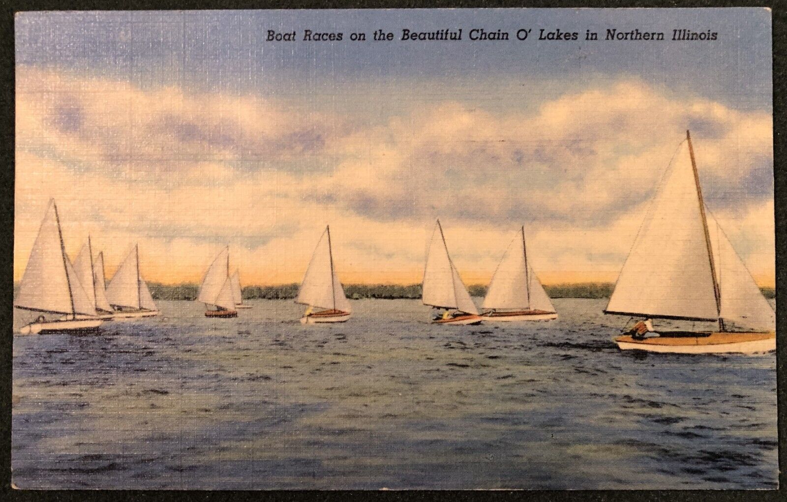 Post Card, Boat Races Beautiful Chain o\' Lakes in Northern Illinois posted 1952