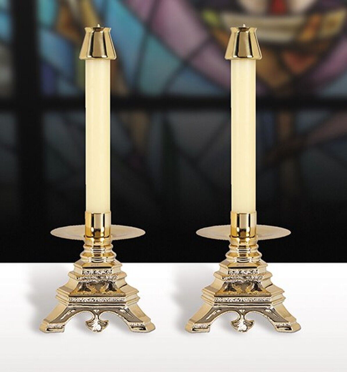 Resin Versailles Series Set of 2 Candleholders For Church or Sanctuary 6 1/2 In