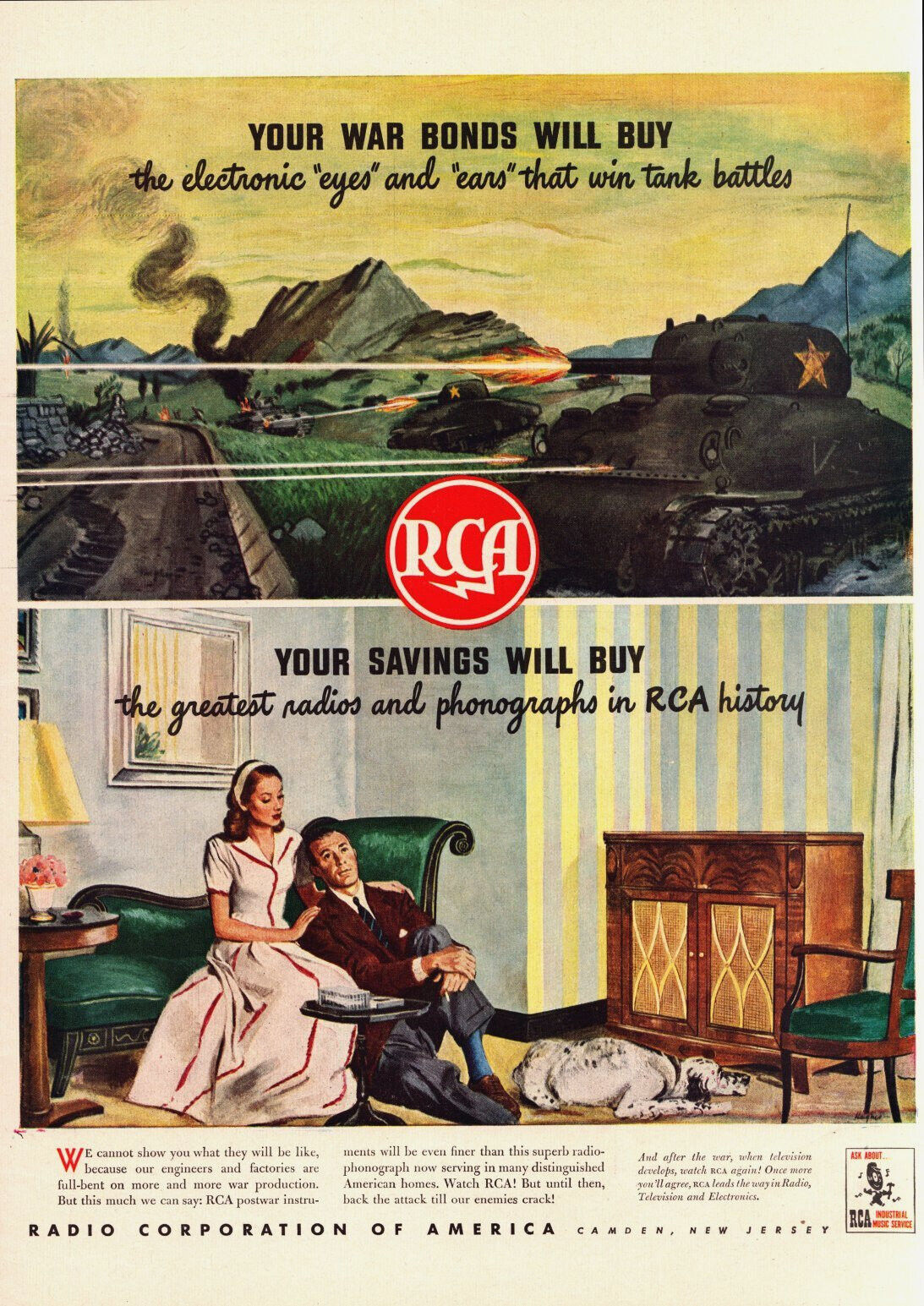 1944 RCA Radio Original World War 2 Vintage Print Ad