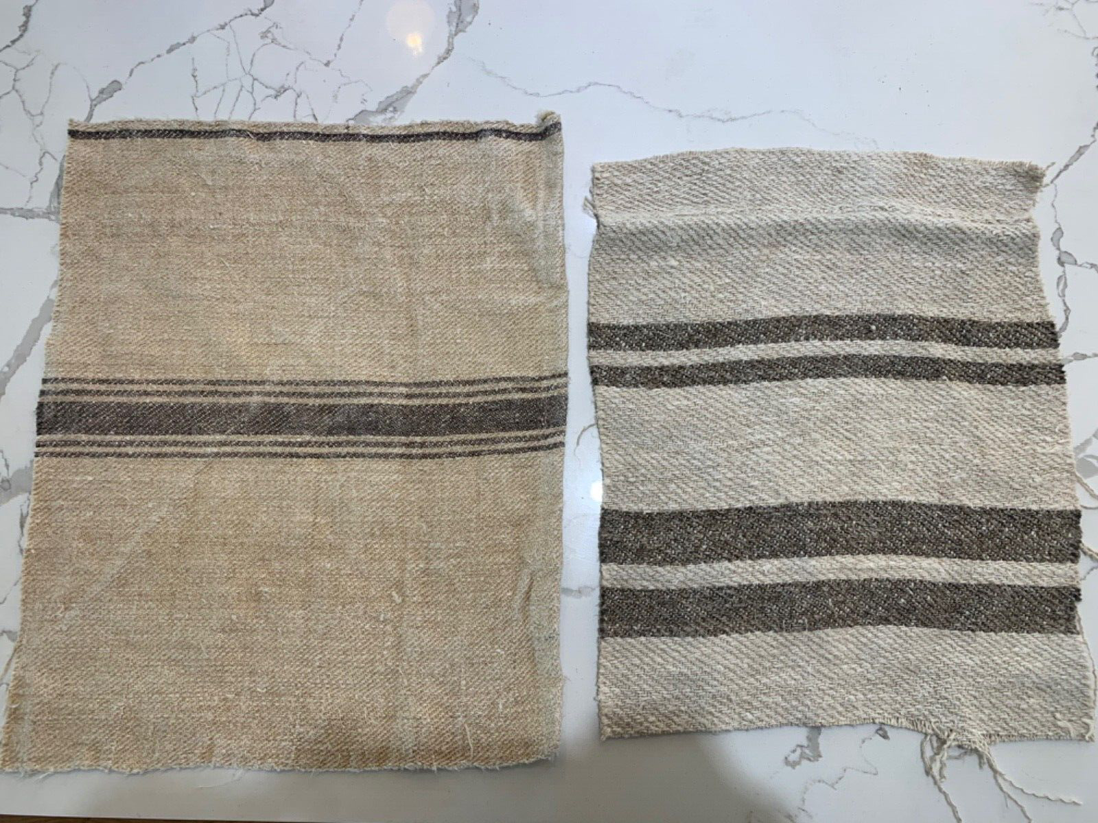 Vintage Linen fabric Handmade European Grain Sack Yardage Remnants 18x14, 16x13