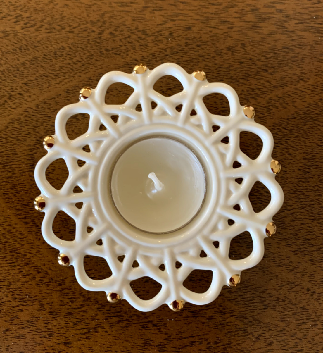 Lenox for the Holidays Snow Lights Tea Light Small Ivory Candle Holder