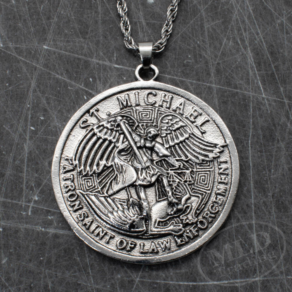 Patron Saint Of Law Enforcement St Michael Archangel Medal Pendant Necklace Big