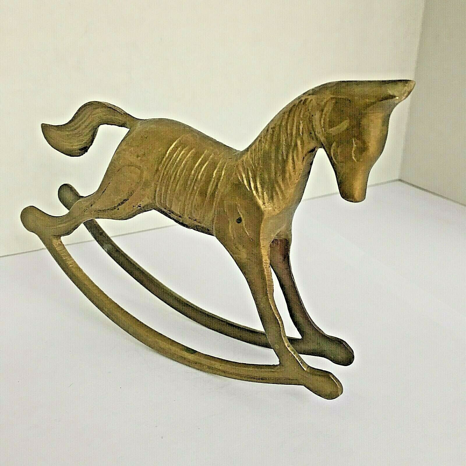 Vintage Brass Rocking Horse Paperweight Figurine Collectible