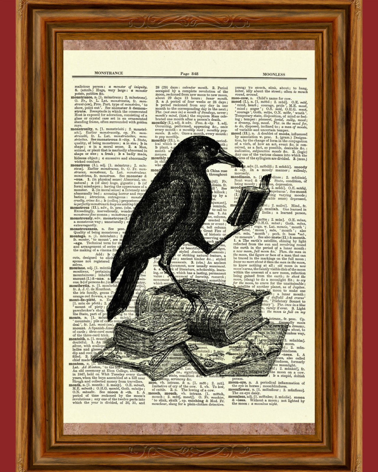 The Raven Edgar Allan Poe Dictionary Art Print Picture Print Victorian Bird Gift