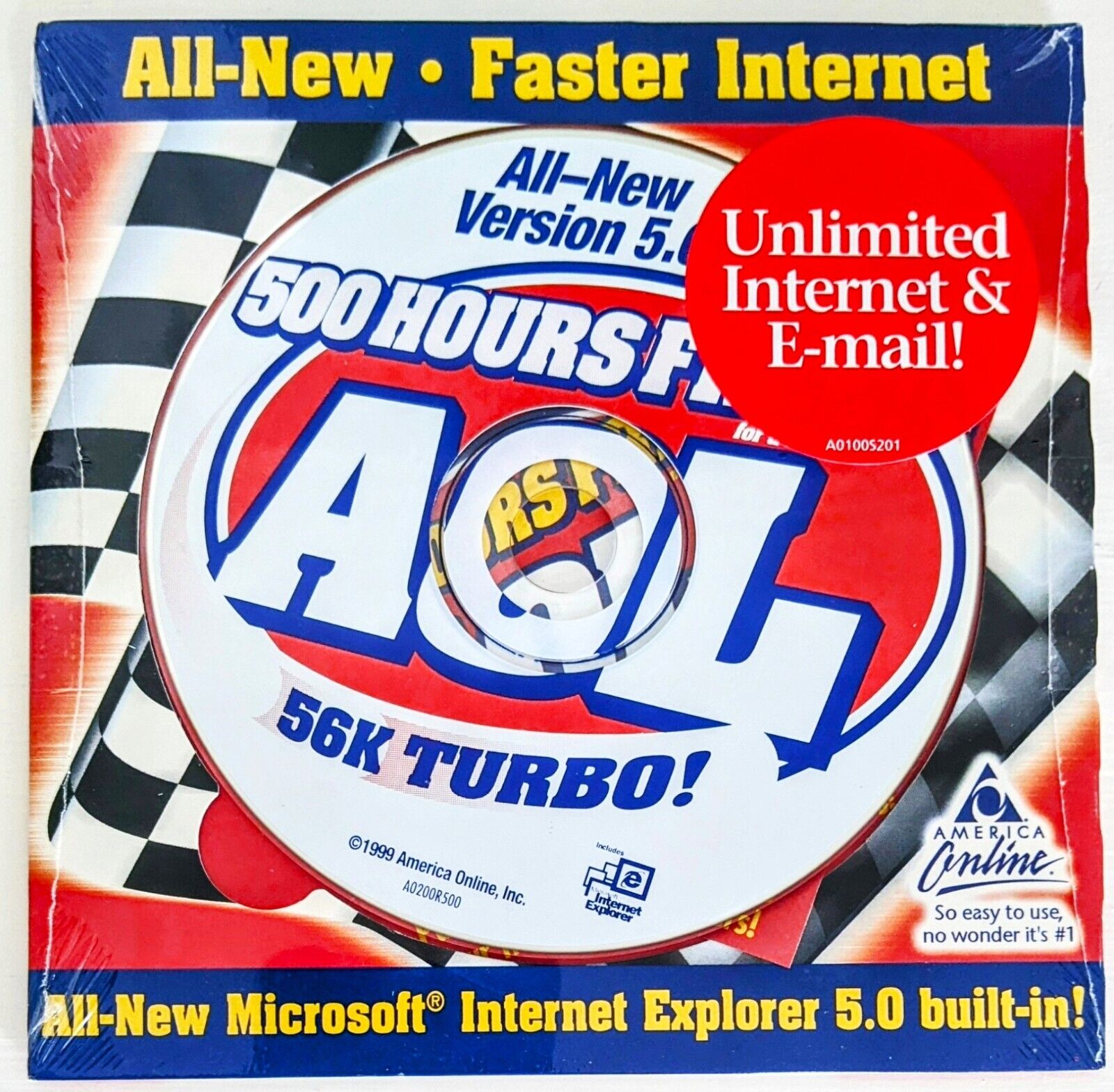 NASCAR TURBO America Online Collectible / Install Disc, Vintage AOL CD, Ver 5.0