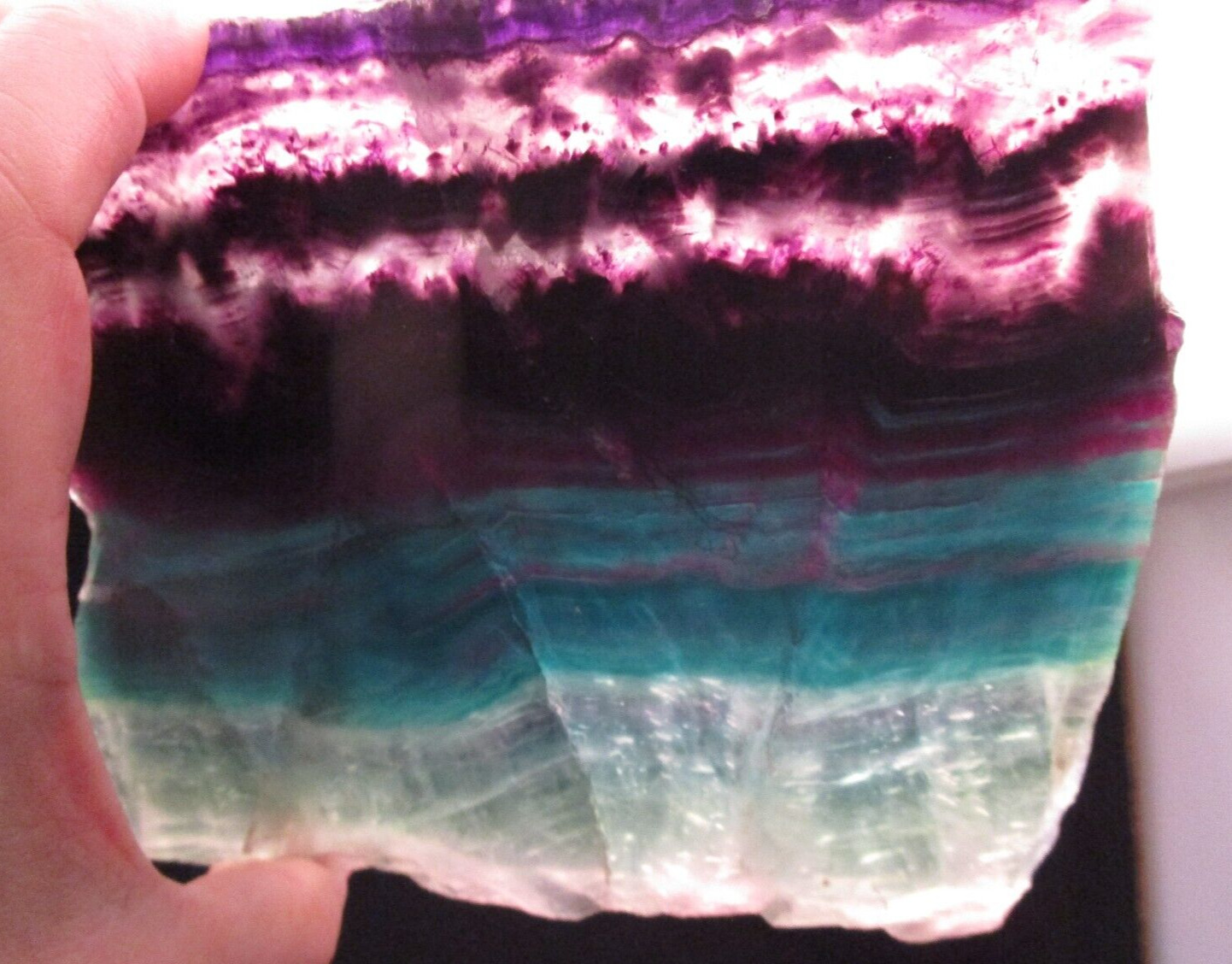 1.68 LB Natural Translucent Rainbow Fluorite Slab Slice Mineral Crystal