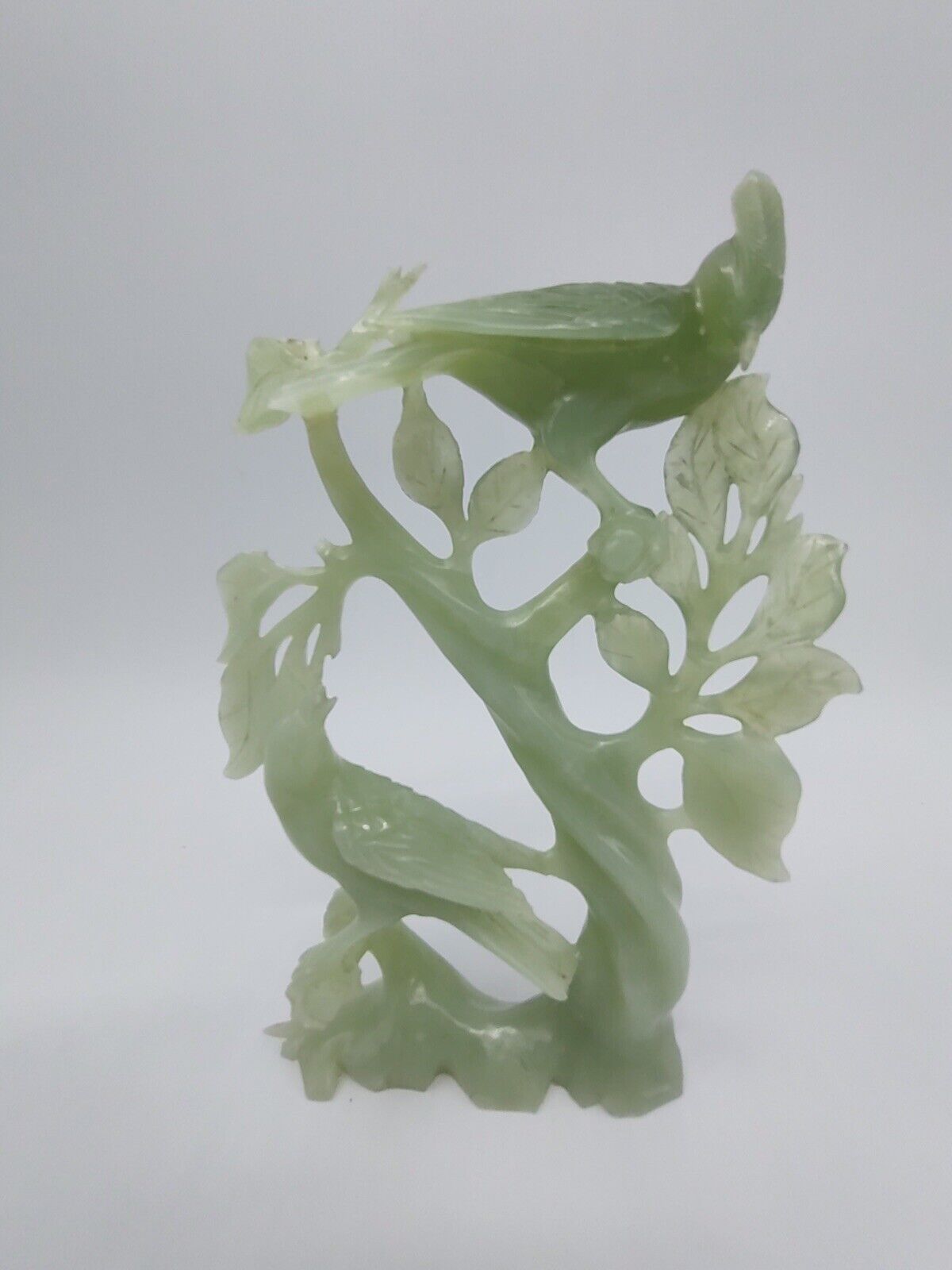 Chinese Carved Jade Birds 7.5”H, 5.5”W, 1.13”D.