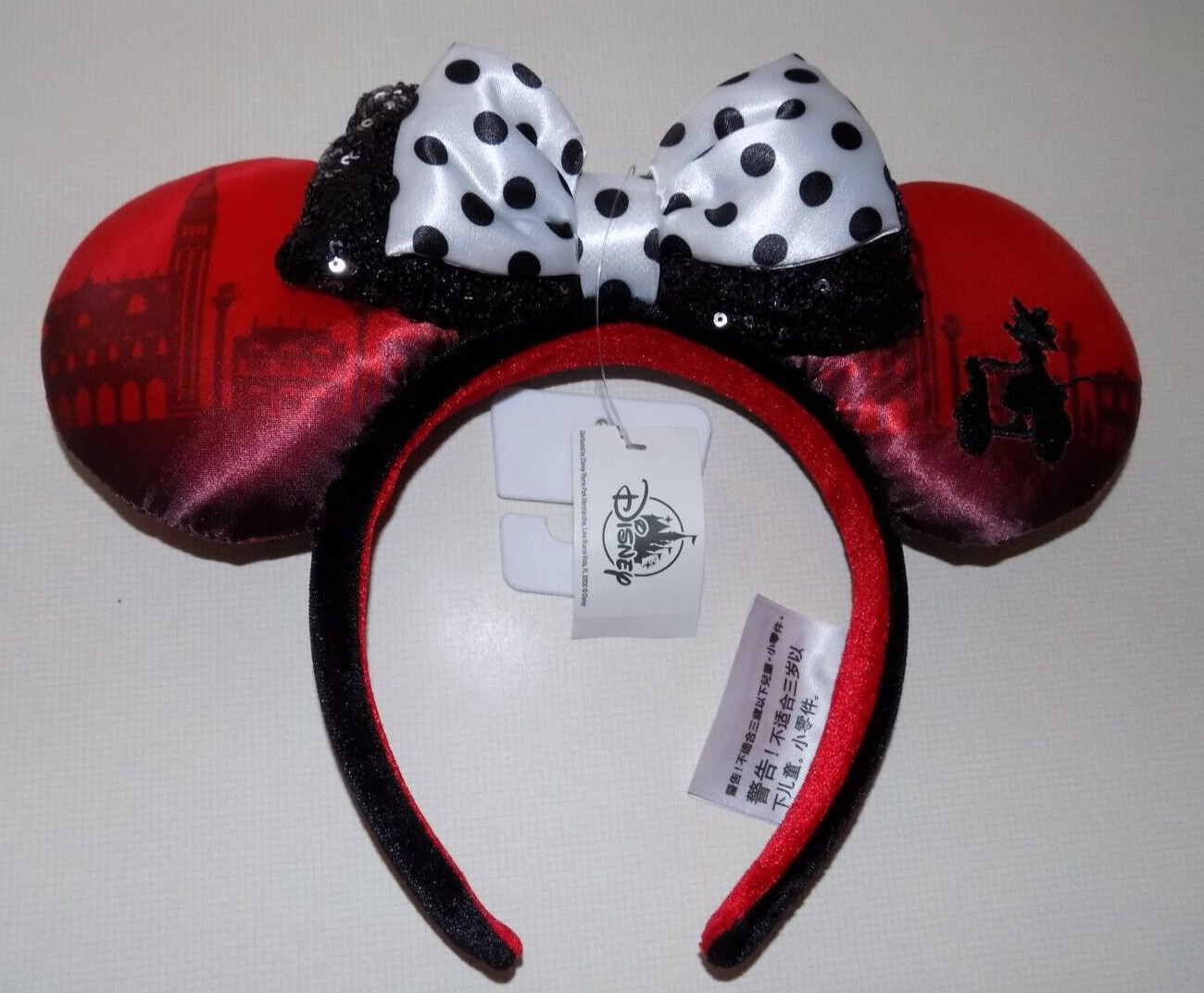 NEW Disney Parks EPCOT Italy Showcase Ciao Bella Red Black Minnie Ears Headband