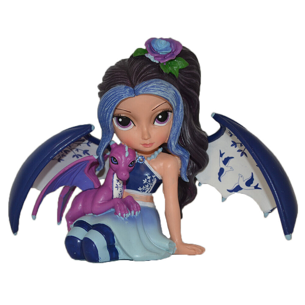 Love and Harmony Blue Willow Fairy Dragon Figurine Jasmine Becket-Griffith