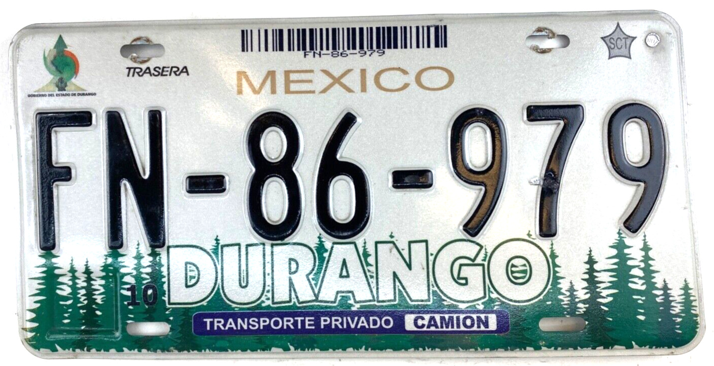 Vintage 2006-2008 Durango Mexico Auto License Plate Garage Wall Decor Collector