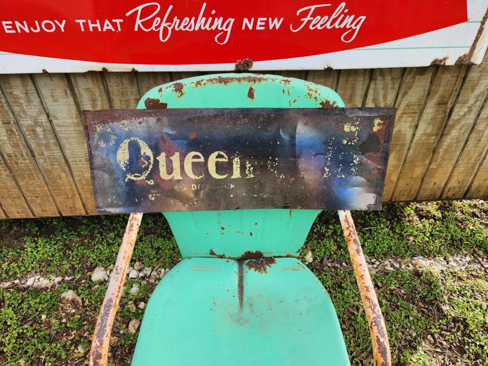 Vintage Queen Cola Sign Thin Tin