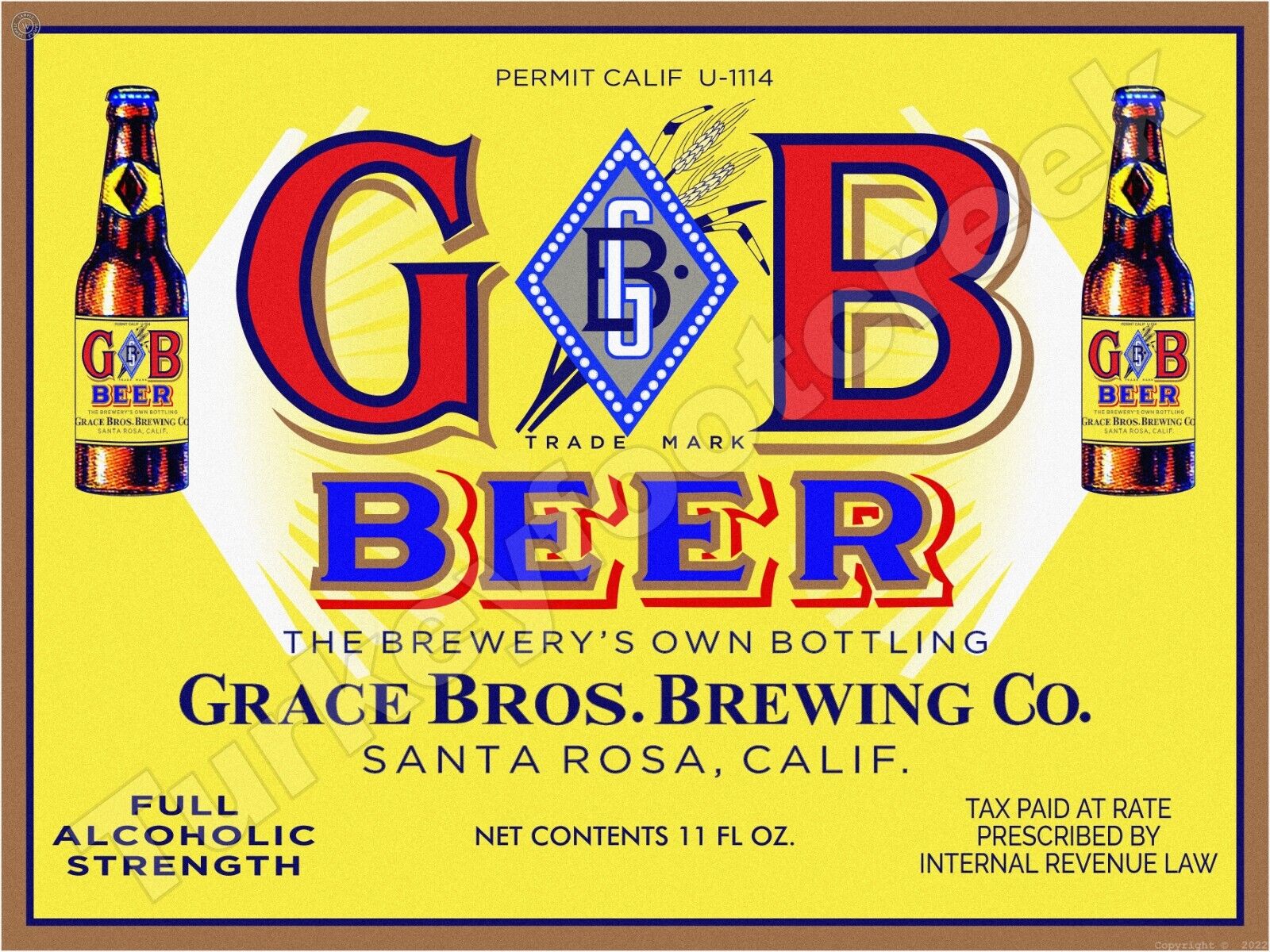GB Beer Label Metal Sign 3 Sizes to Choose From