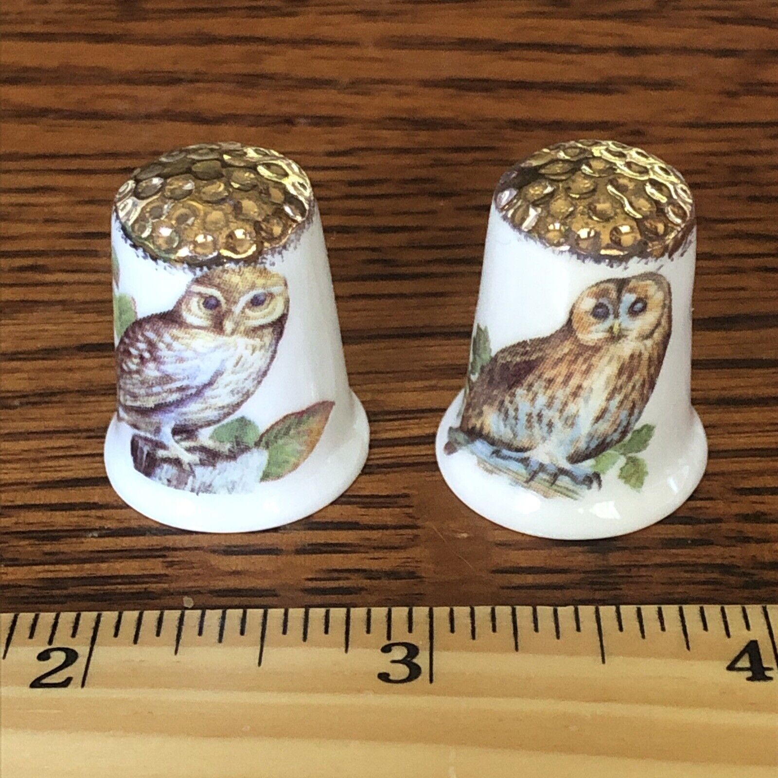 Thimbles 2 Porcelain Owls Brontë China 