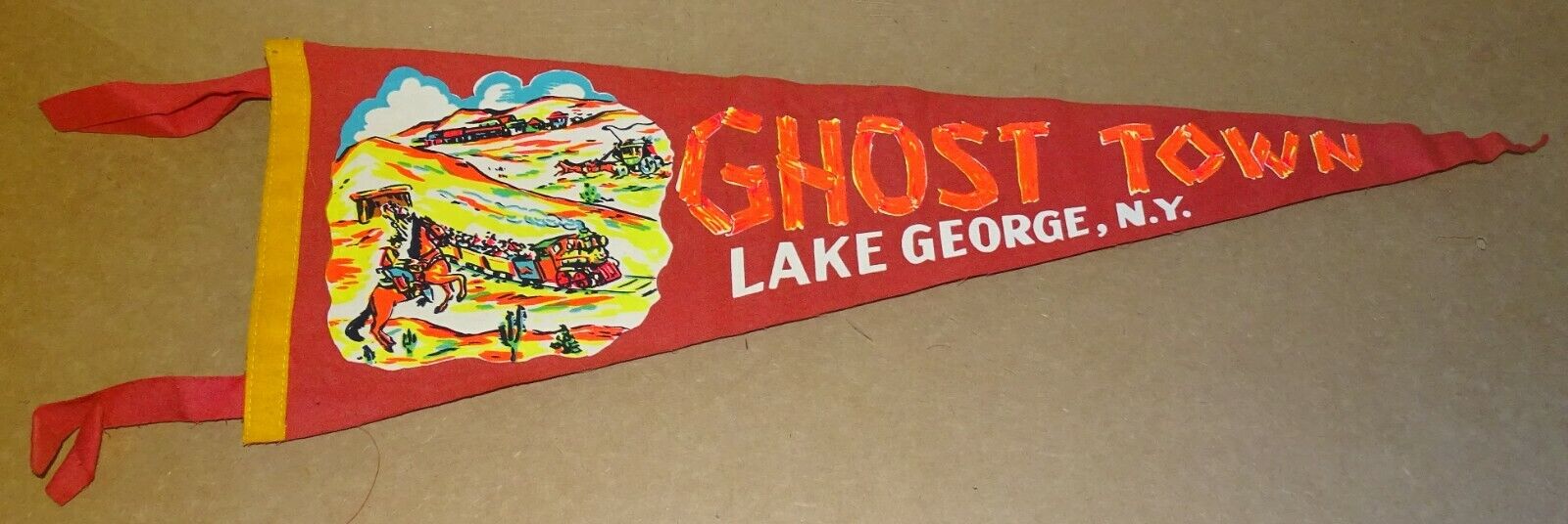circa 1950's GHOST TOWN LAKE GEORGE N.Y. Pennant 