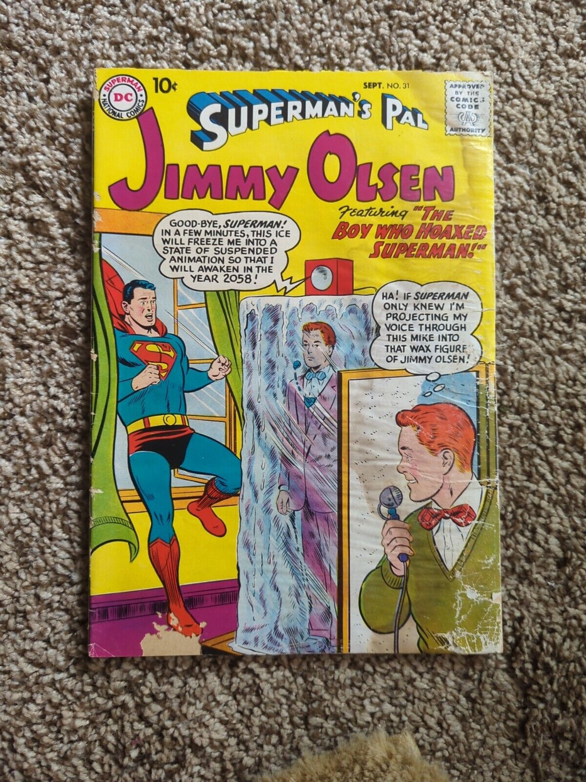 SUPERMAN\'S PAL JIMMY OLSEN #31 1st APP OF JIM AS ELASTIC LAD Spine,Water,Tears🔥