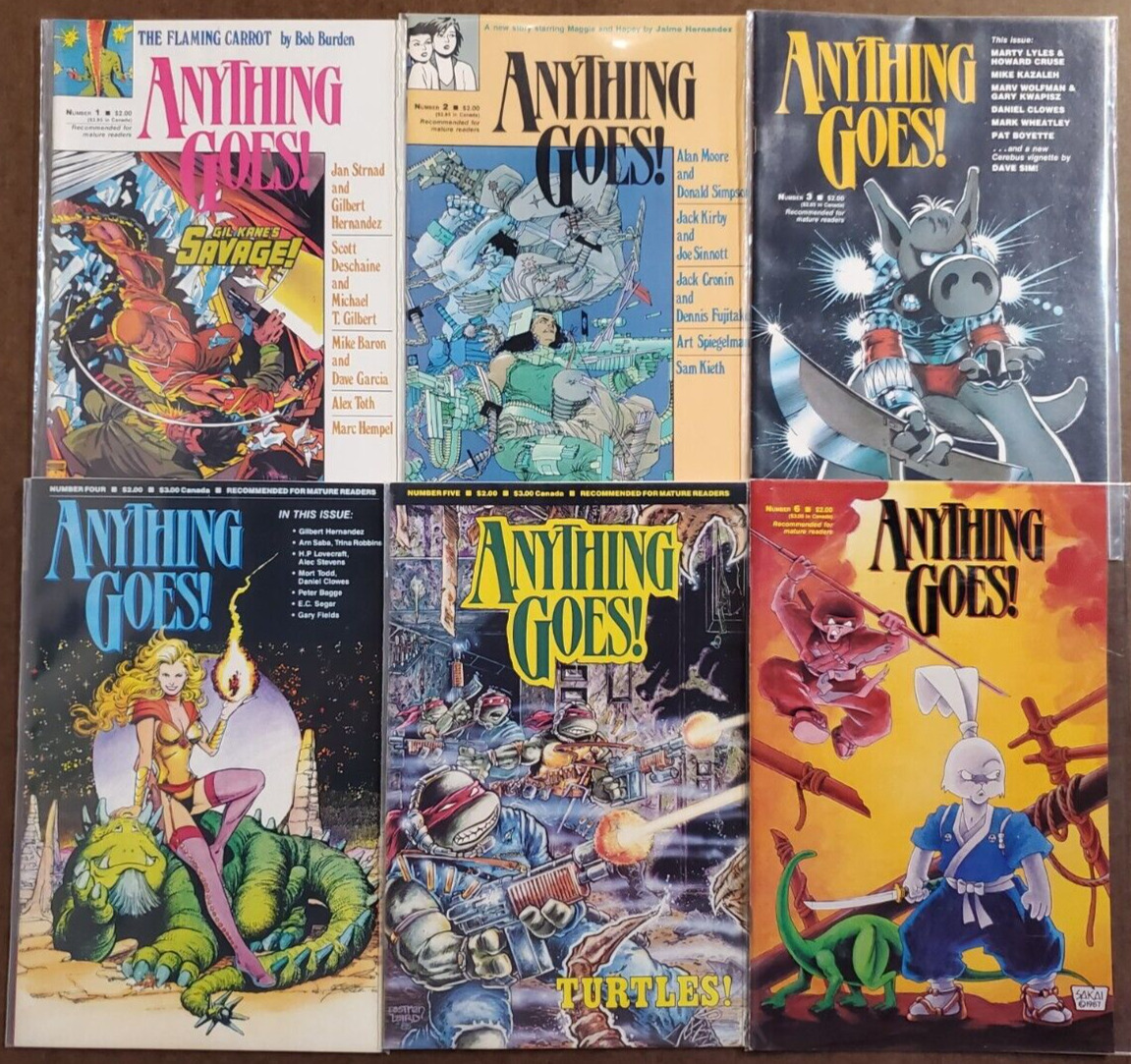 The Comics Journal Anything Goes #1-6 Complete Set - 1986-1987 - High Grade