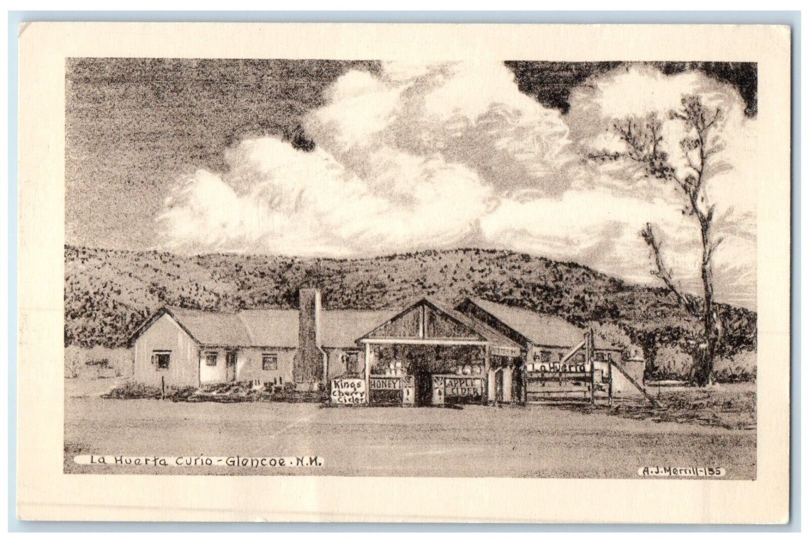 c1940 Exterior View La Huerta Curio Glencoe New Mexico Antique Vintage Postcard