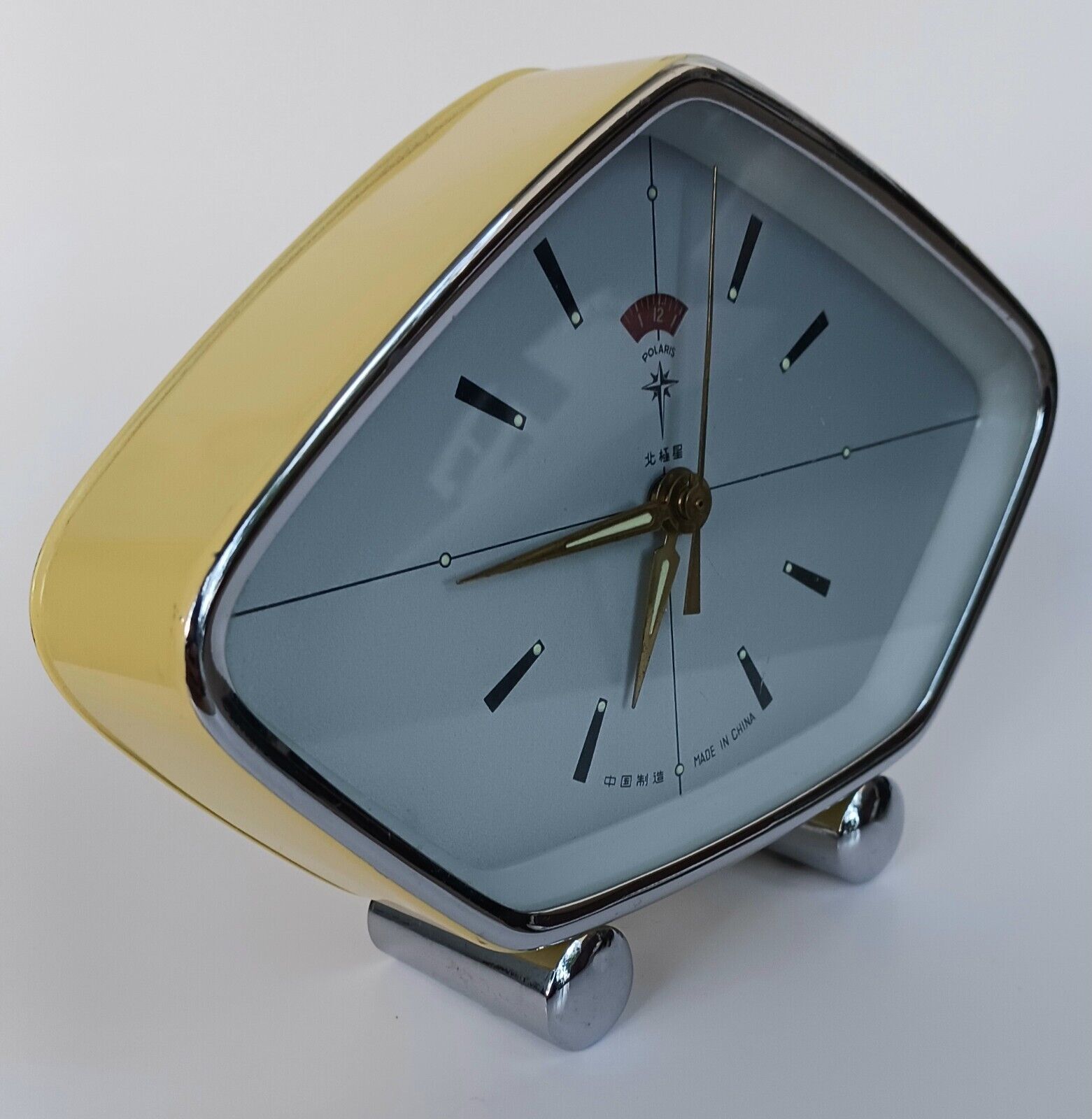 Vintage Polaris Alarm Clock Mechanical Wind Atomic Retro Mid-Century Metal China