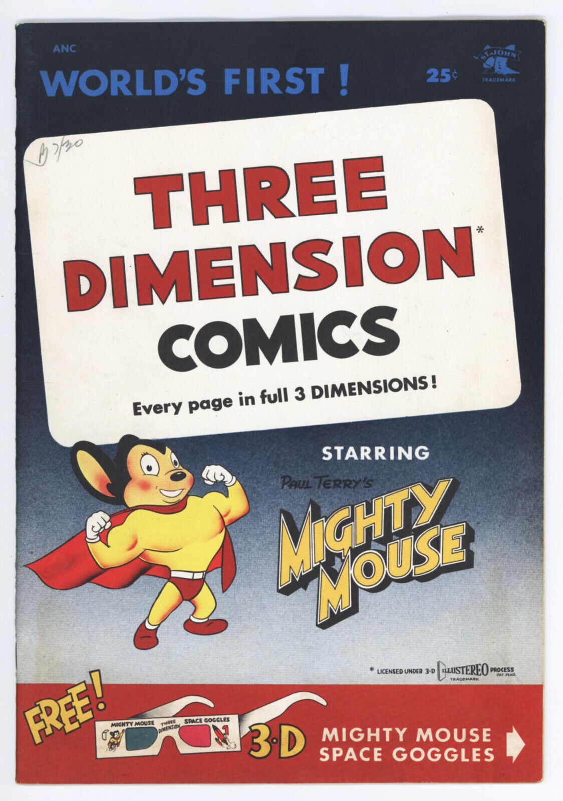 Three Dimension MIGHTY MOUSE v1 #1 - Sept, 1953 1st Print - VF+8.5 - No glasses