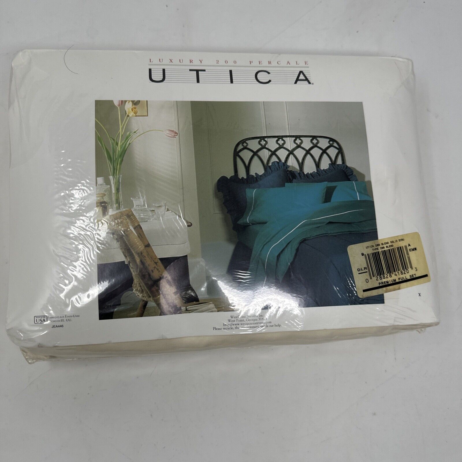Vintage NEW JP Stevens UTICA Full Sheet Set Off-White Cream w/ 2 Pillowcases