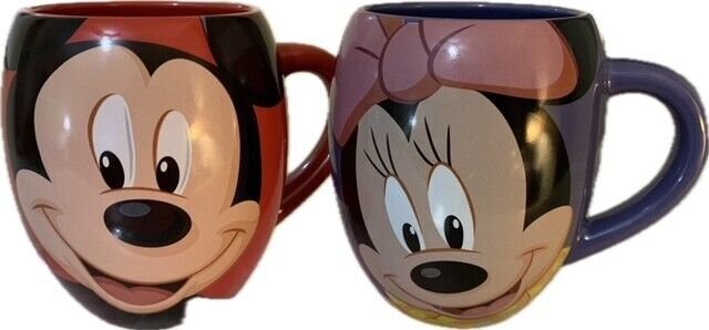 Disney Parks MICKEY and MINNIE MOUSE Set of TWO Mugs SWEET OH BOY