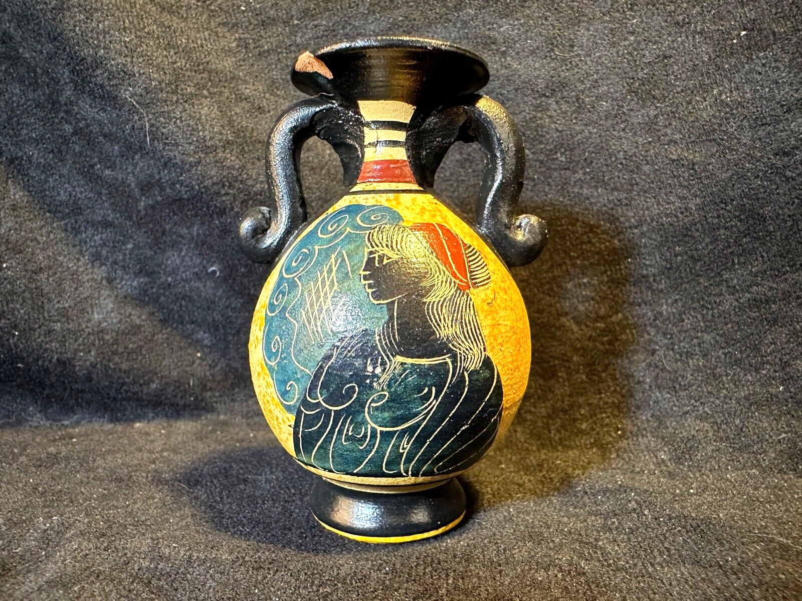 Small Museum Replica Hand Painted Greek Stoneware Urn Vase