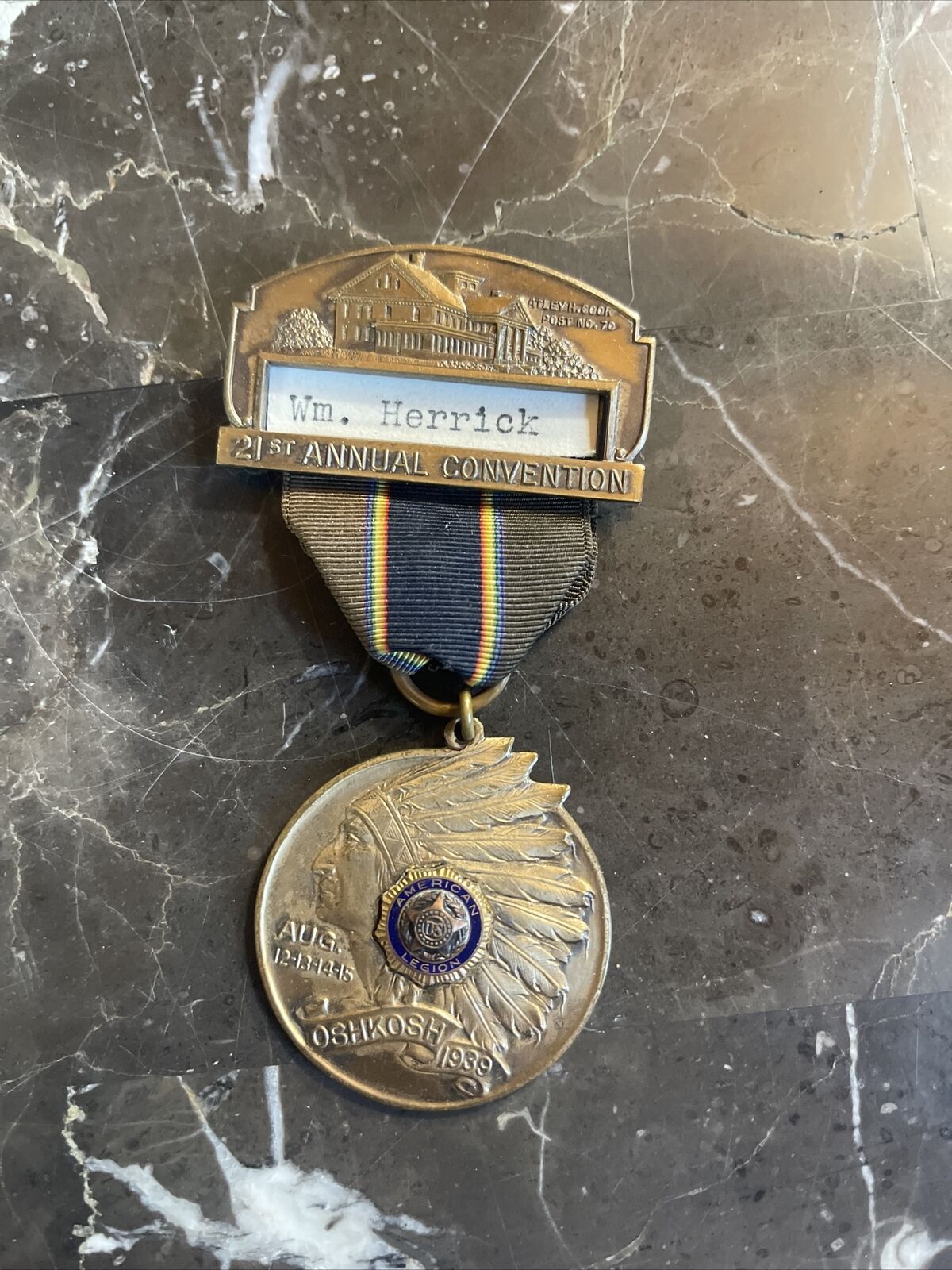 American Legion Convention Medal Oshkosh WI 1939