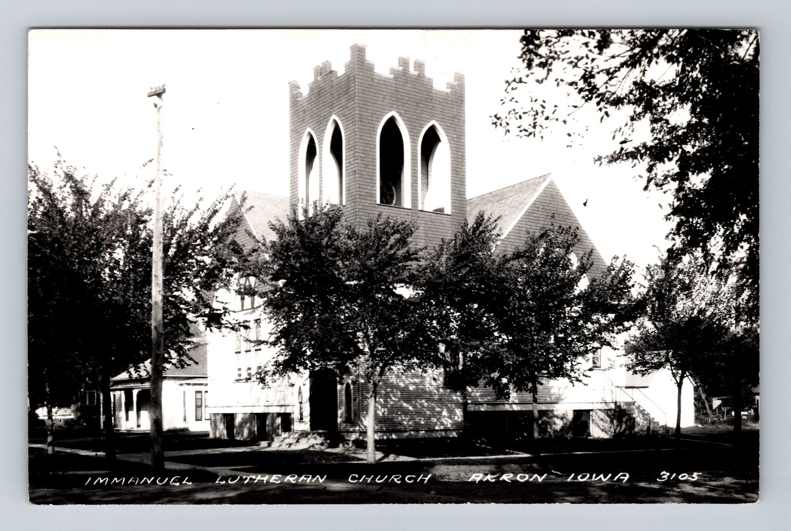 Akron IA-Iowa, Immanuel Lutheran Church, Religion, Vintage c1948 Postcard