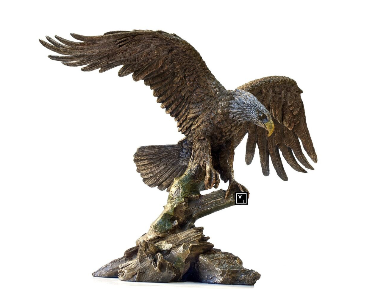 Bald Eagle Statue. Bald Eagle open Wings Sculpture.