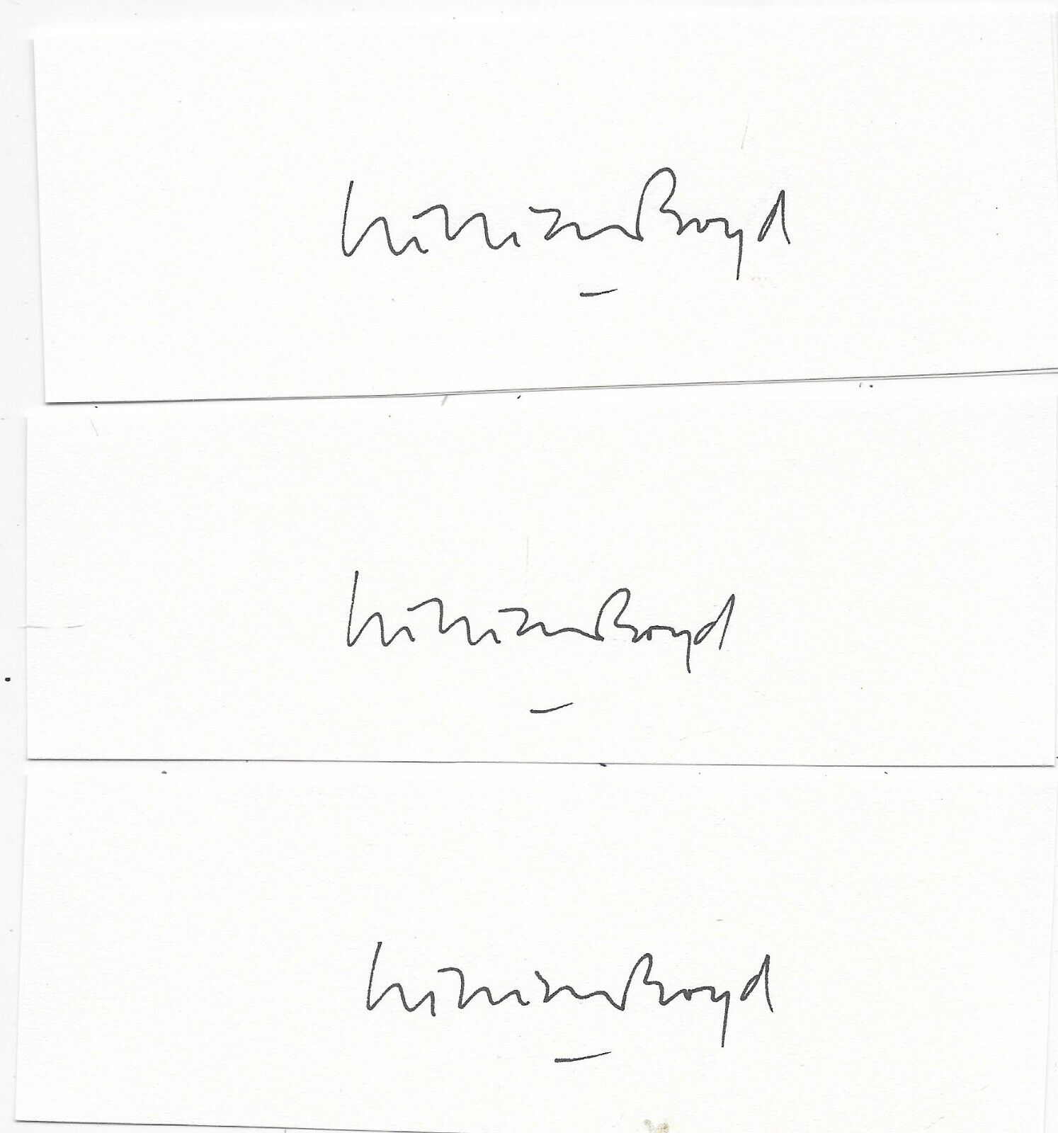 WILLIAM BOYD 3 cut signatures by Boyd cut from extra limitation pages 1988