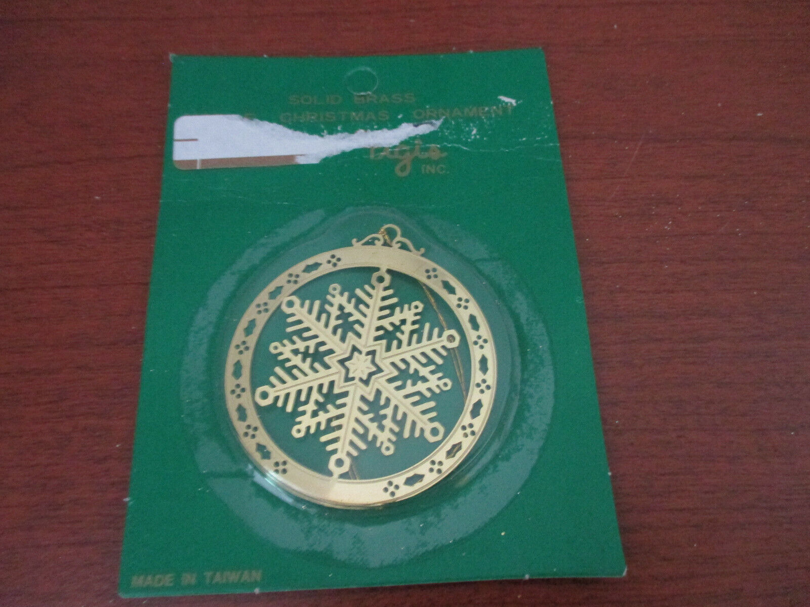 FIGIS~SOLID BRASS SNOWFLAKE Christmas ORNAMENT~ New in Package