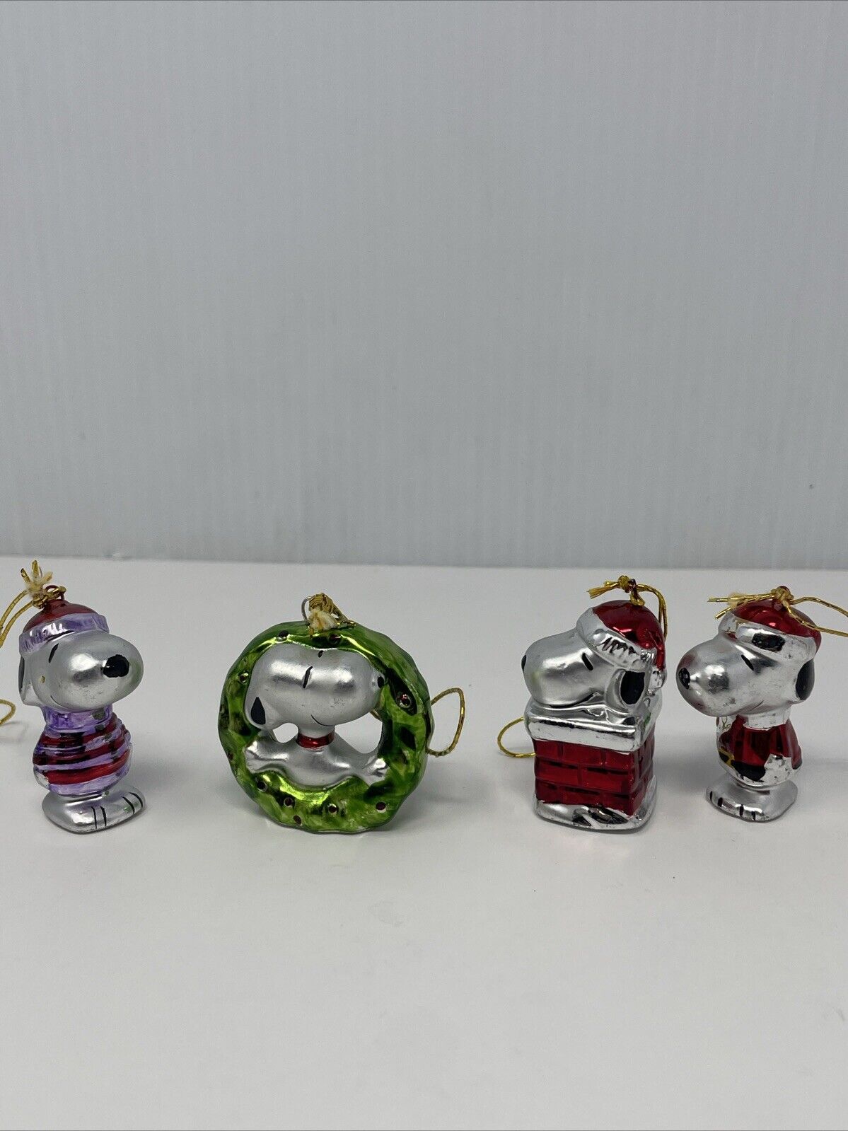 Peanuts Snoopy Kurt Adler mini Christmas ornaments set of 4. 1A