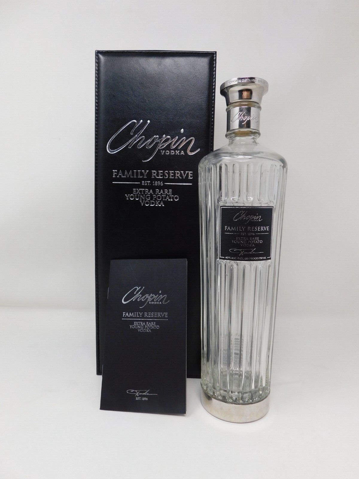 750 ML Empty Chopin Family Reserve Vodka Bottle Box and Booklet Unrinsed