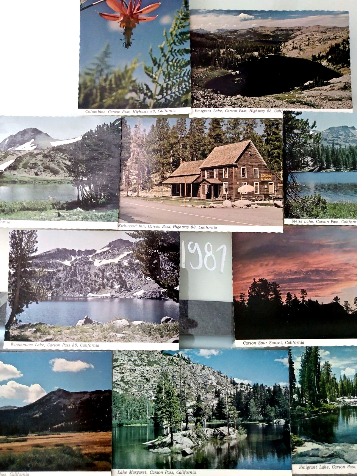 Rare Collection of Carson Pass Lakes, Mountains, and Kirkwood Vintage Postcards