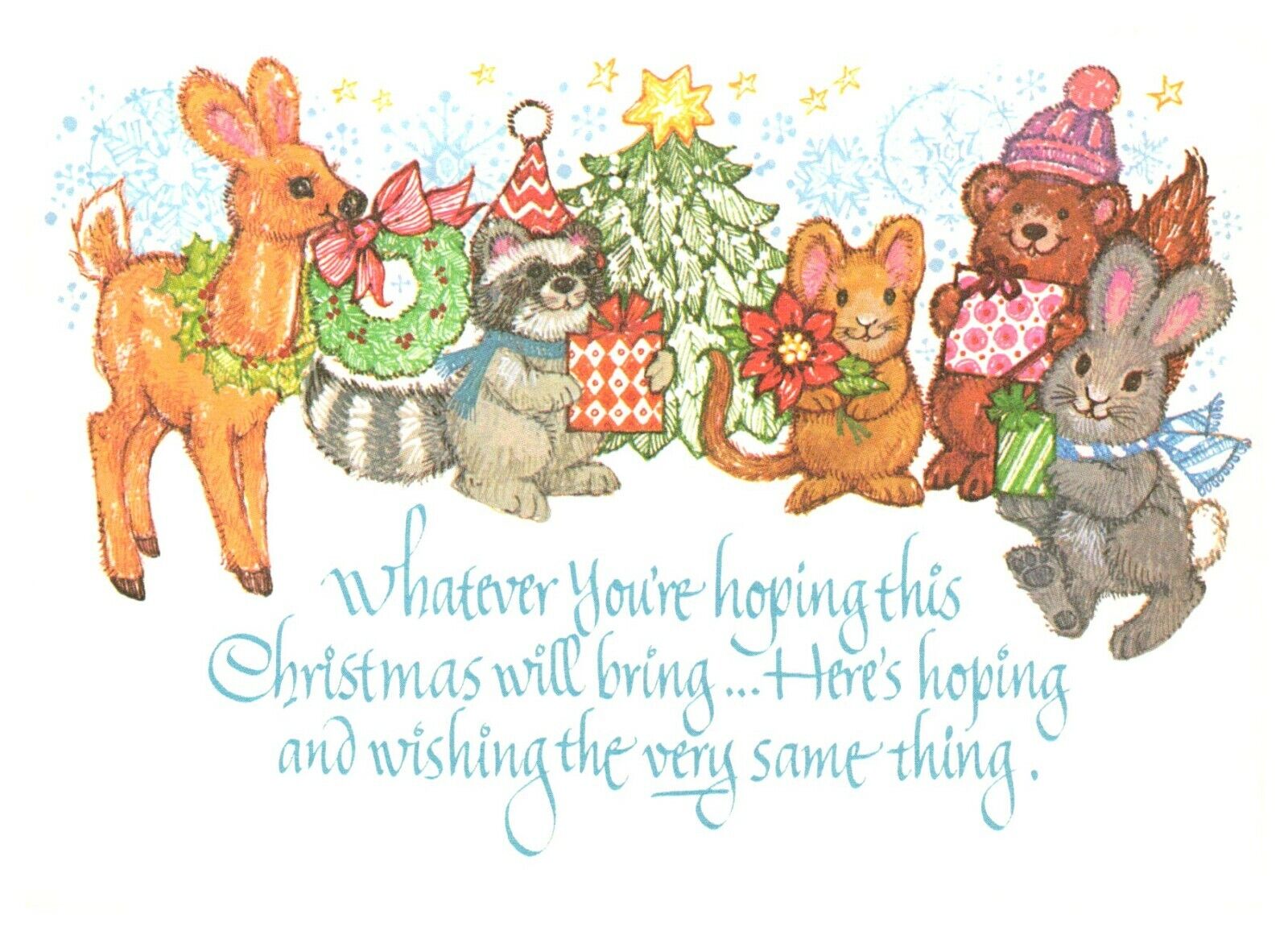 Cute Animals Animal Critters Christmas Vintage 4x6 Current Postcard AF384