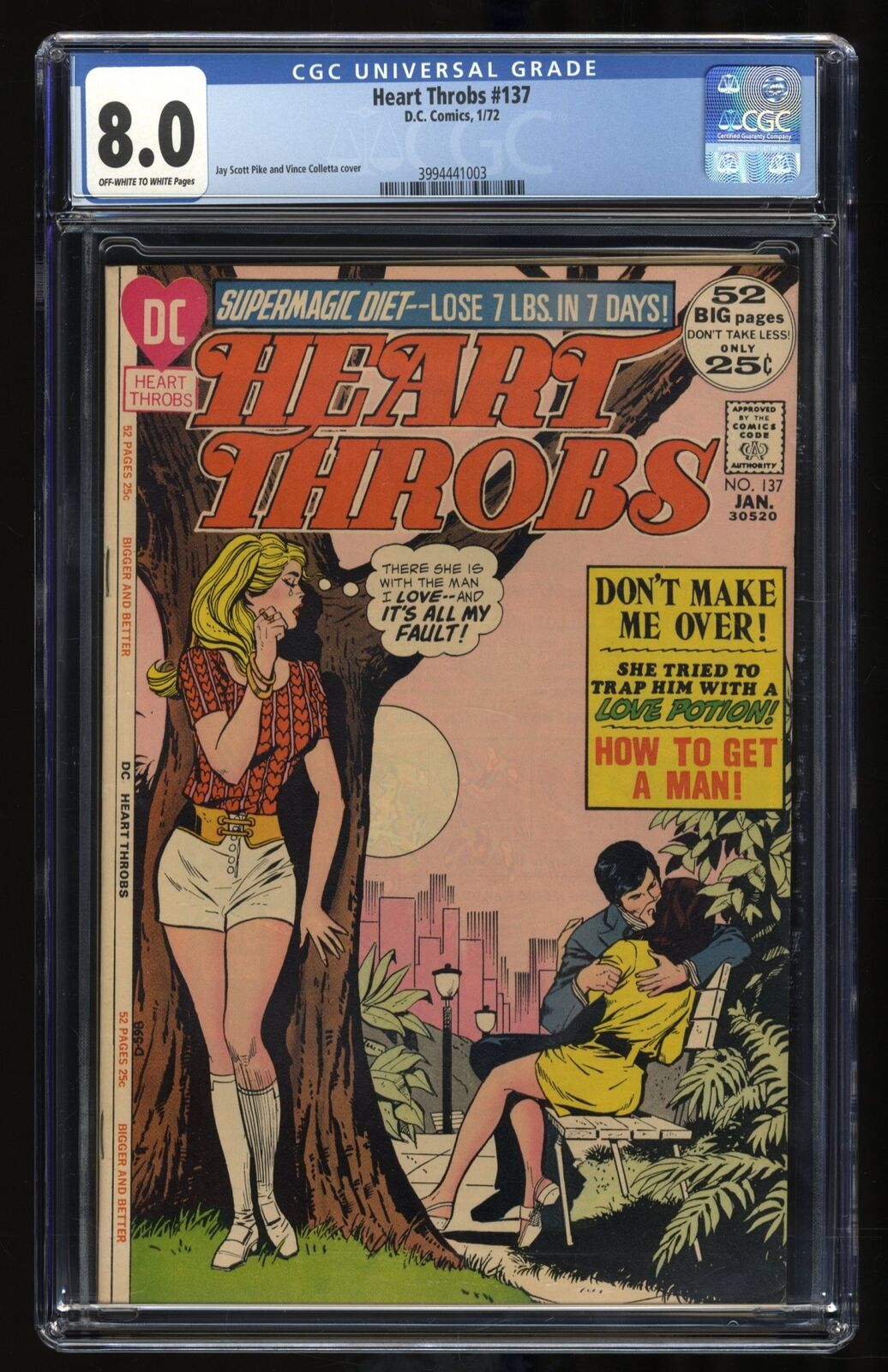 Heart Throbs #137 CGC VF 8.0 Off White to White Vince Colletta Cover DC Comics