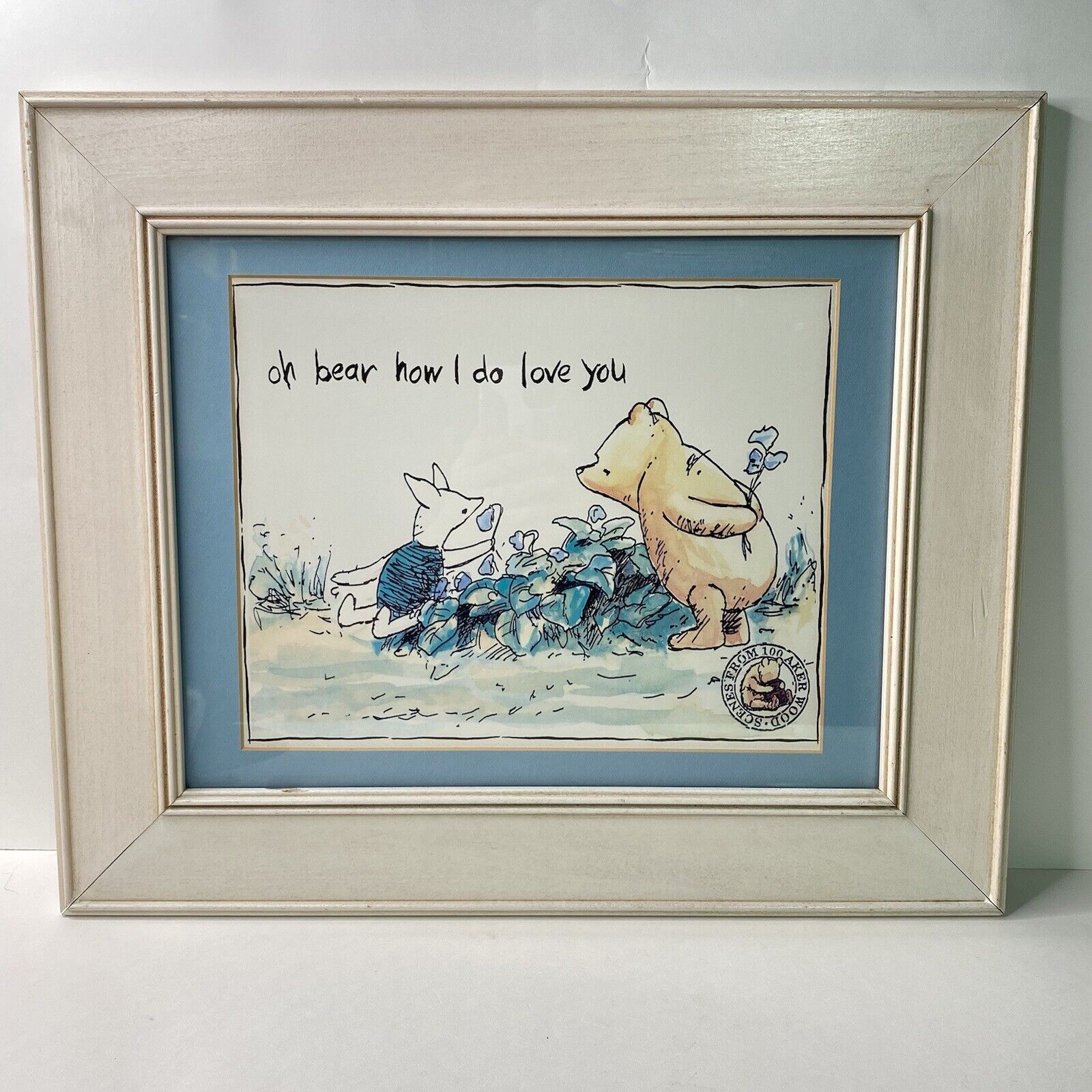 Disney Winnie The Pooh 100 Acre Wood Series Framed Art Matted Classic Piglet 18”