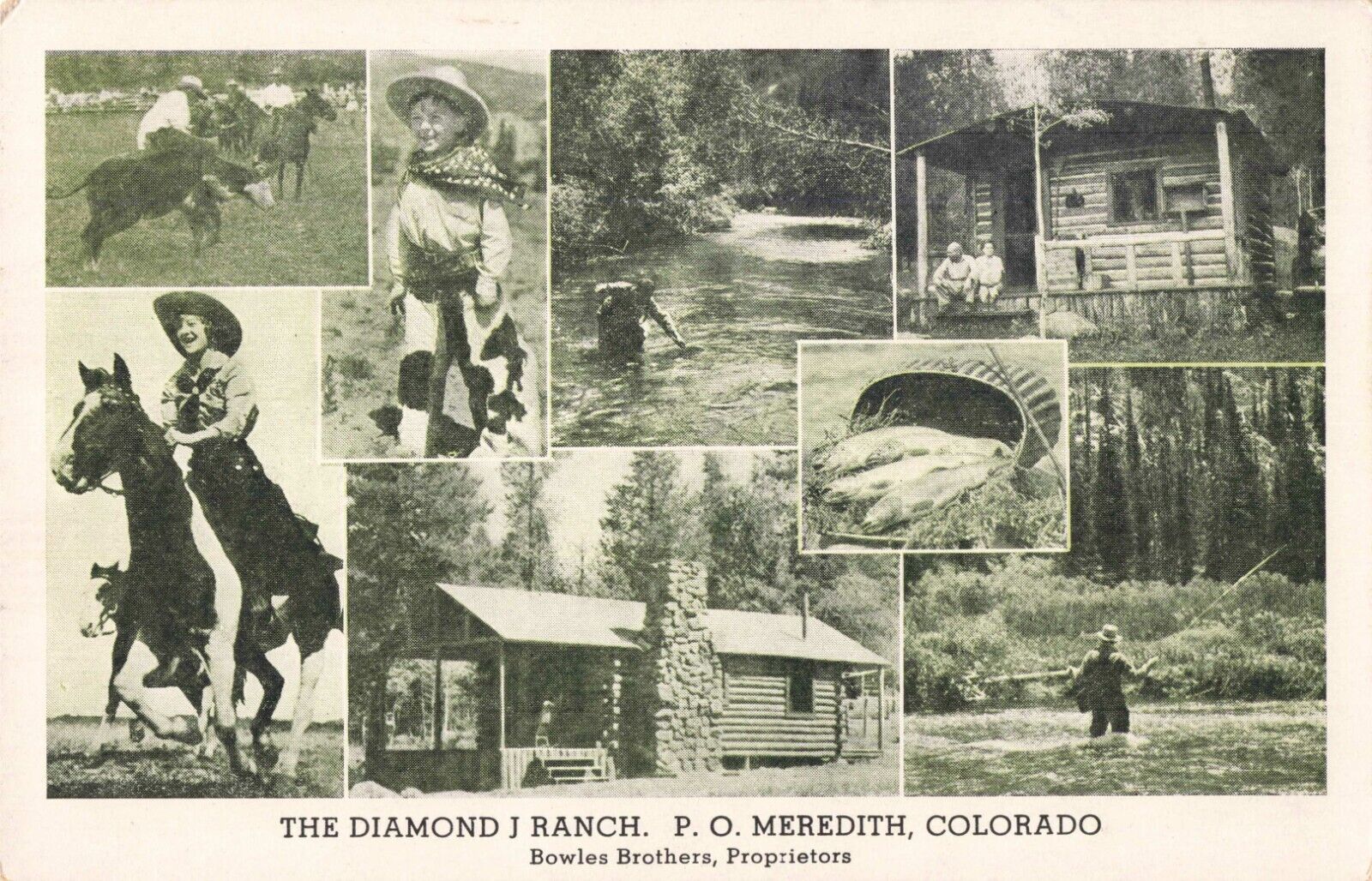 The Diamond J Ranch Meredith Colorado CO Cabins Hunting c1940 Postcard