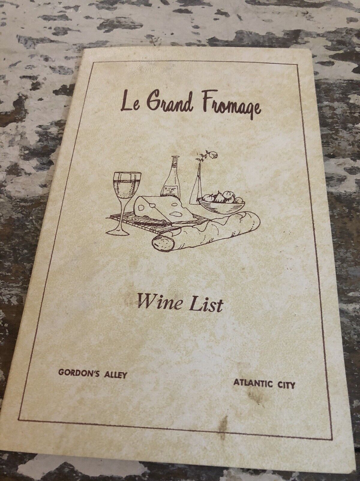 Lee Grand Formate Wine List And Menu, Gordon’s Alley, Atlantic City