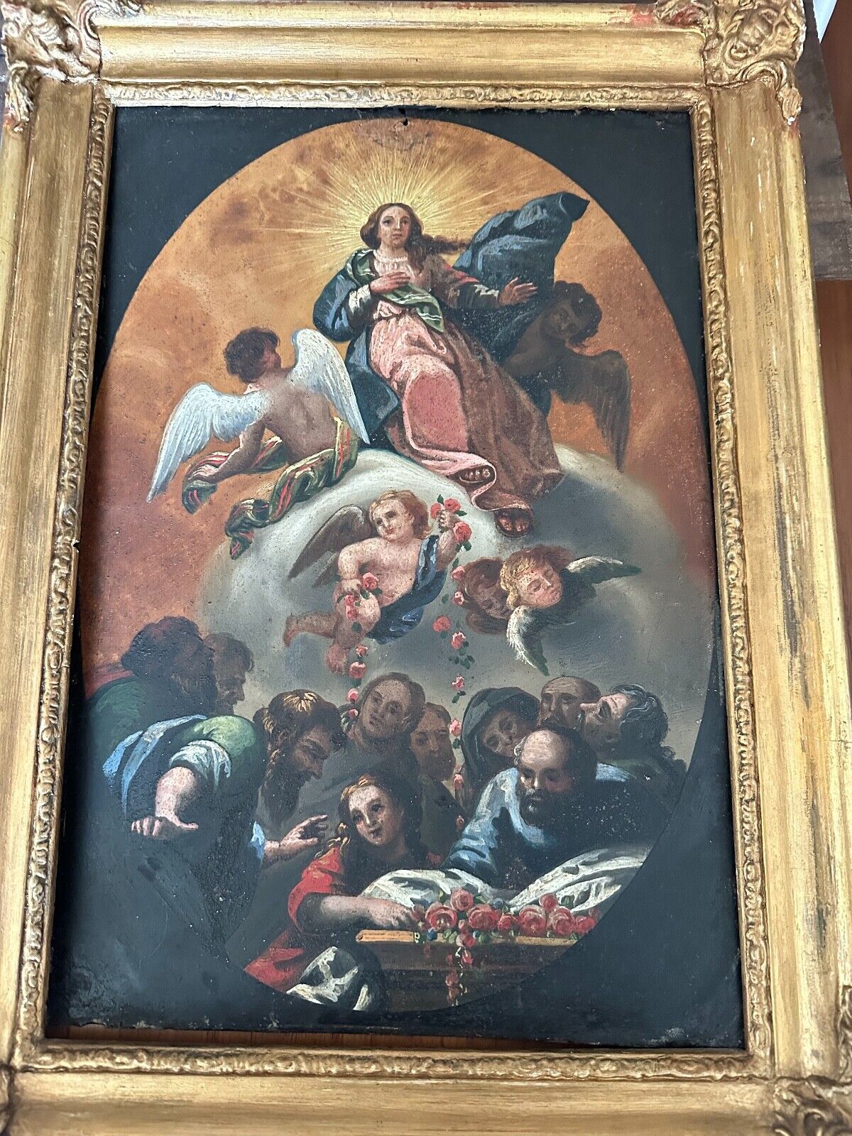 ASCENSION OF OUR LADY  Painting on plate 19th century