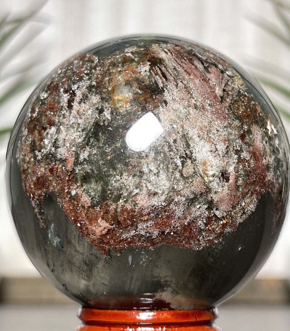 57mm GARDEN QUARTZ SPHERE- Lodolite Scenic Dream Crystal Inclusion Witch Mineral