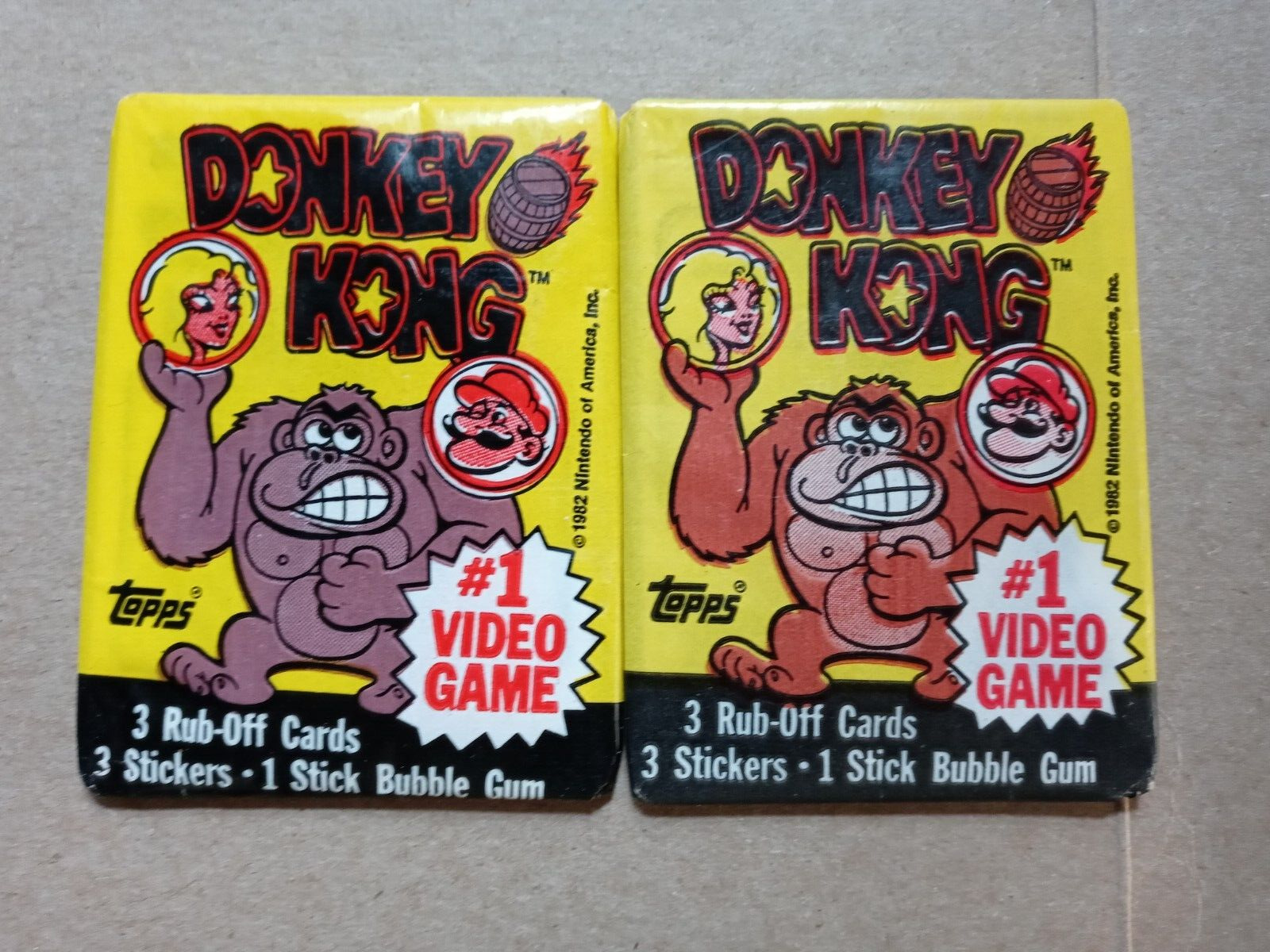 (Two Packs Of 1982 Topps Vintage Donkey Kong Game Trading Card Pack