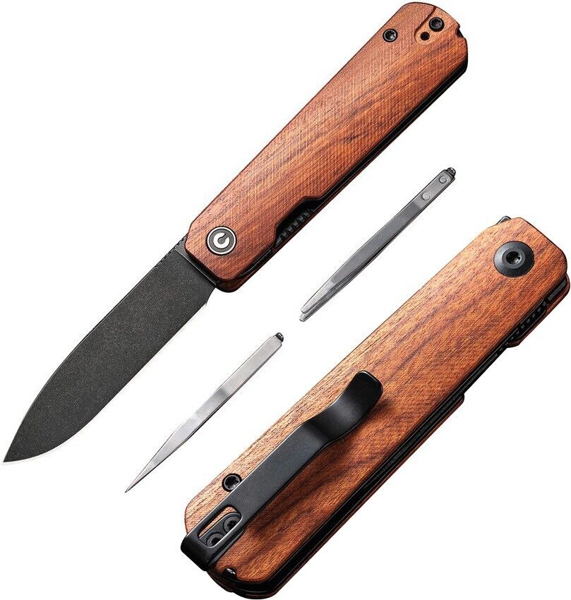 Civivi Sendy Pocket Folding Knife 2.88 Nitro-V Steel Blade Brown Wood Handle