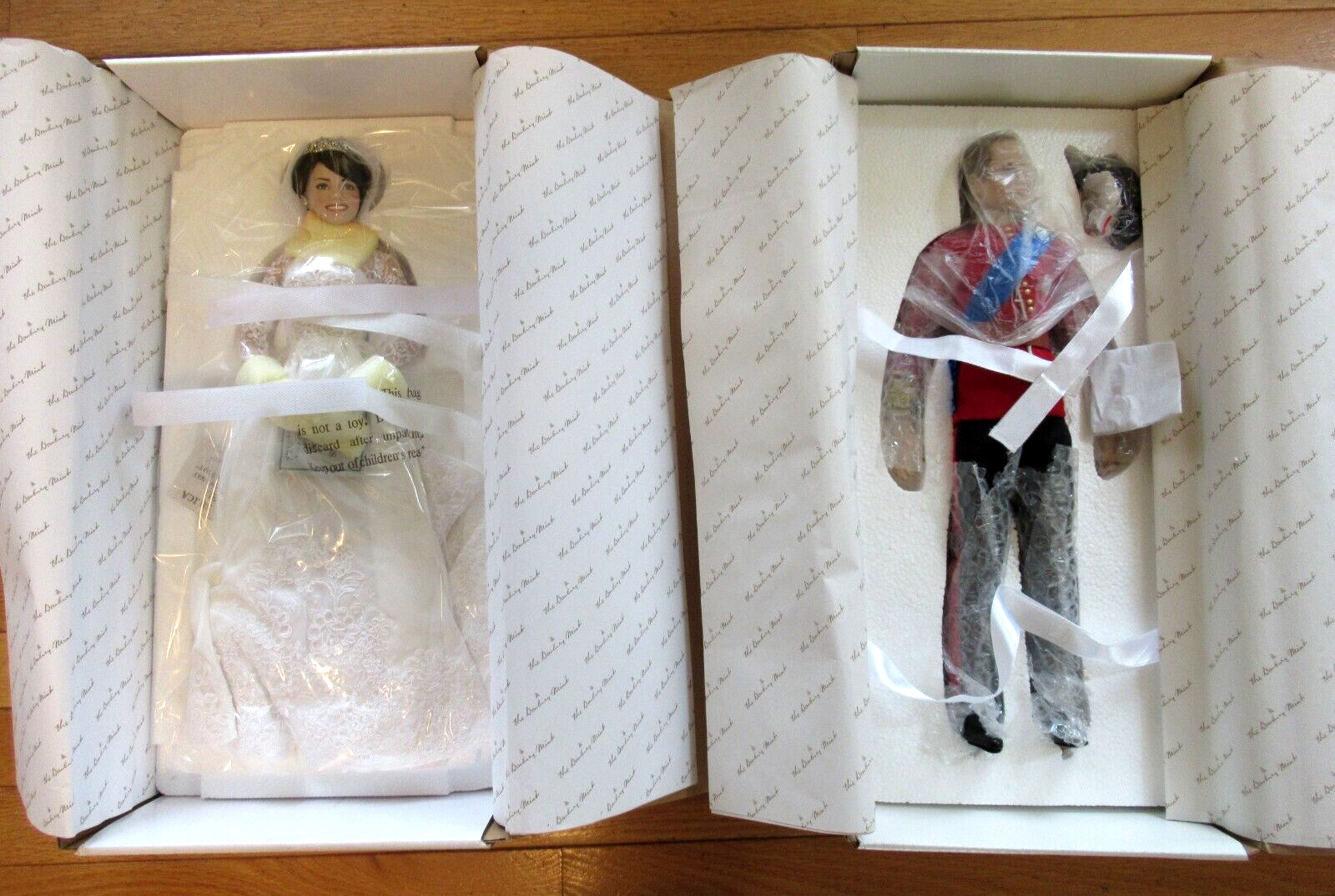 Danbury Mint Princess Kate Bride & Prince William Porcelain Collectible Dolls