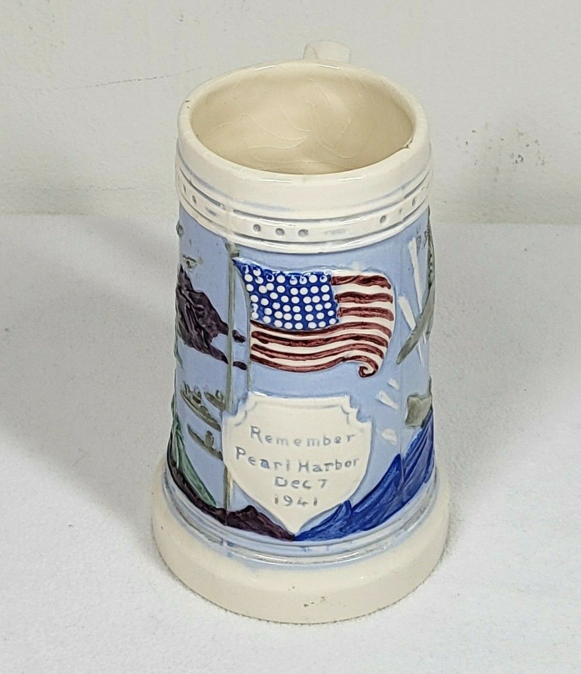 Remember Pearl Harbor Mug Vintage Metlox Poppytrail Dec 7 1941 WWII Stein MCM