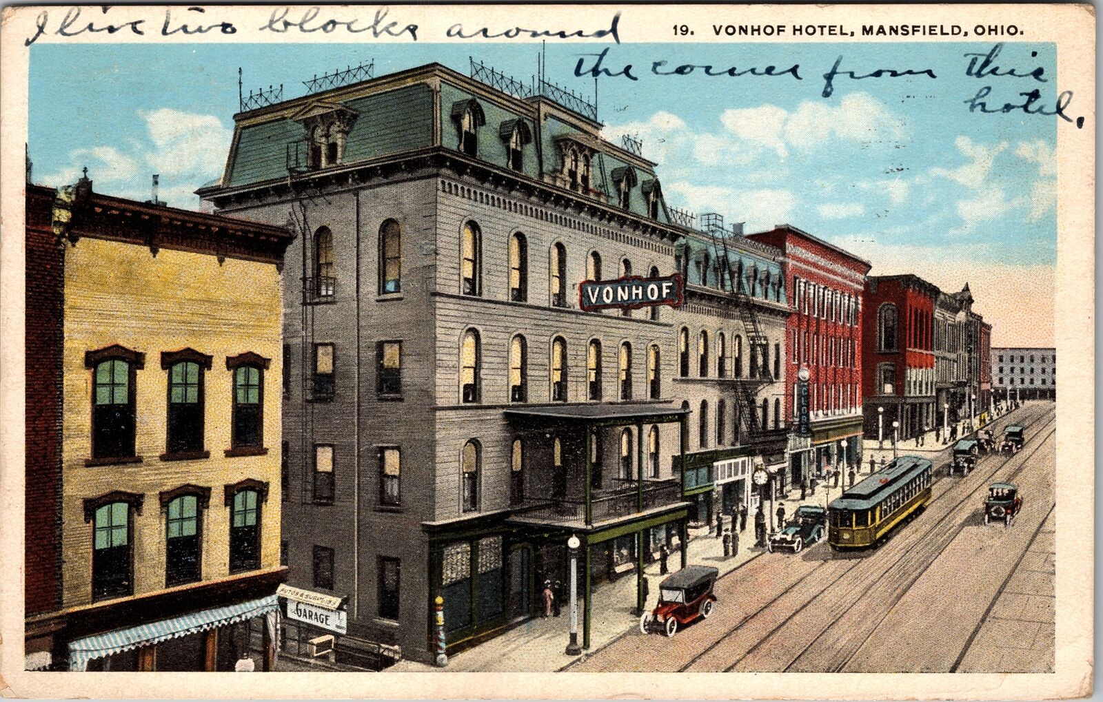 Mansfield OH-Ohio, Vonhof Hotel, c1924 Vintage Souvenir Postcard
