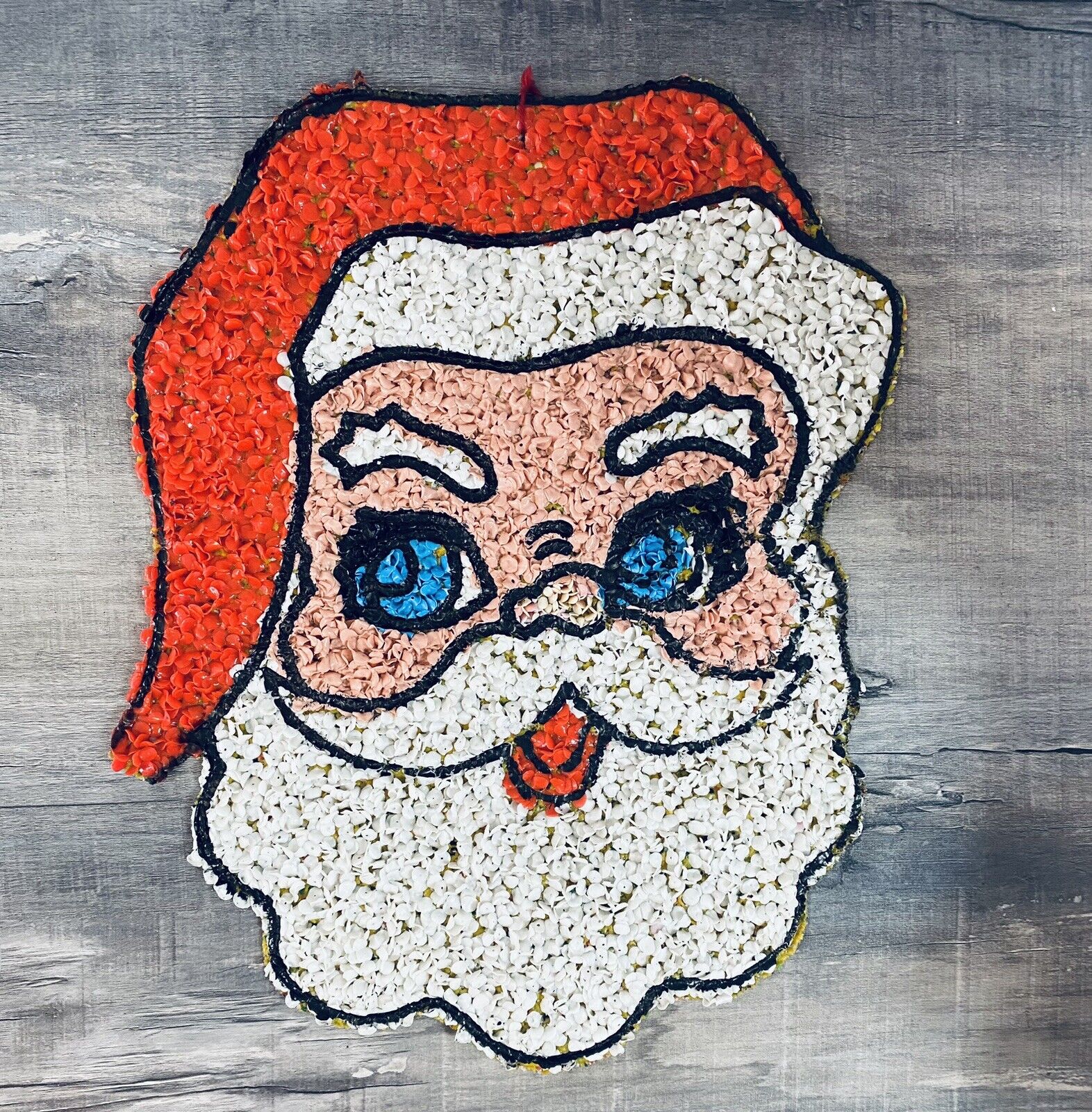 1960s Vintage Popcorn Santa Claus Head Christmas Decoration 
